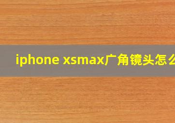 iphone xsmax广角镜头怎么开